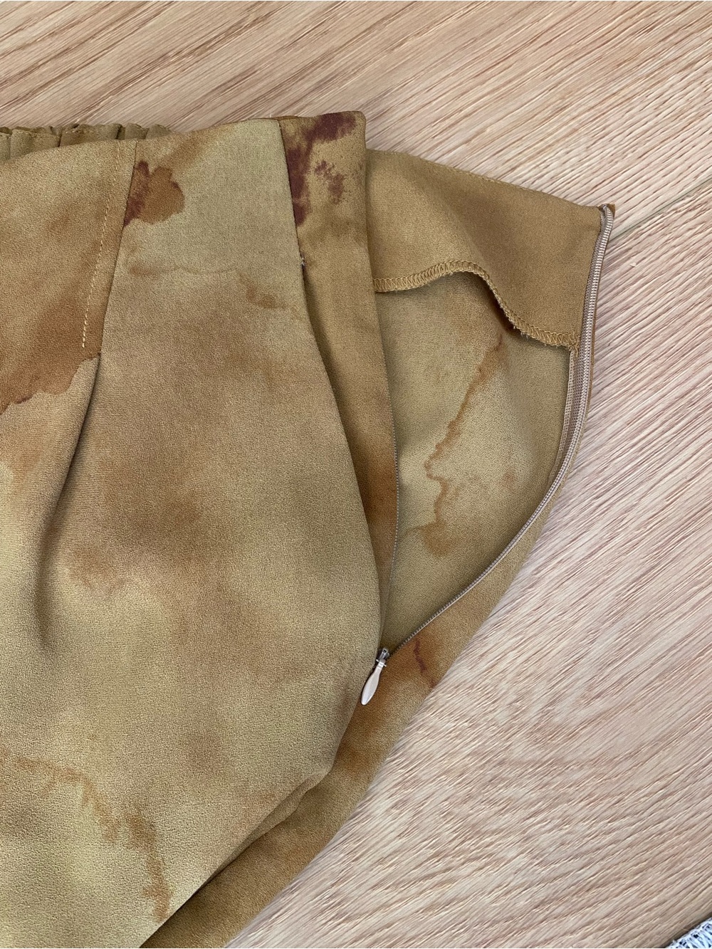 OAK + FORT Wide-Leg Tie-Dye Culotte Pants in Mustard Brown Sz Large Goblincore - Picture 13 of 14